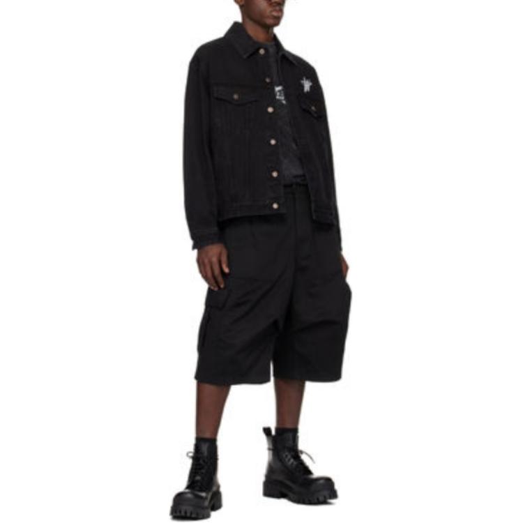 WE11DONE SS24 Unisex Black Denim Jacket with Colorblock Logo Print. WD-DJ1-24-372-U-BK 圖 5