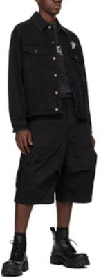 WE11DONE SS24 Unisex Black Denim Jacket with Colorblock Logo Print. WD-DJ1-24-372-U-BK Purchase WE11DONE SS24 Unisex Black Denim Jacket with Colorblock Logo Print. WD-DJ1-24-372-U-BK