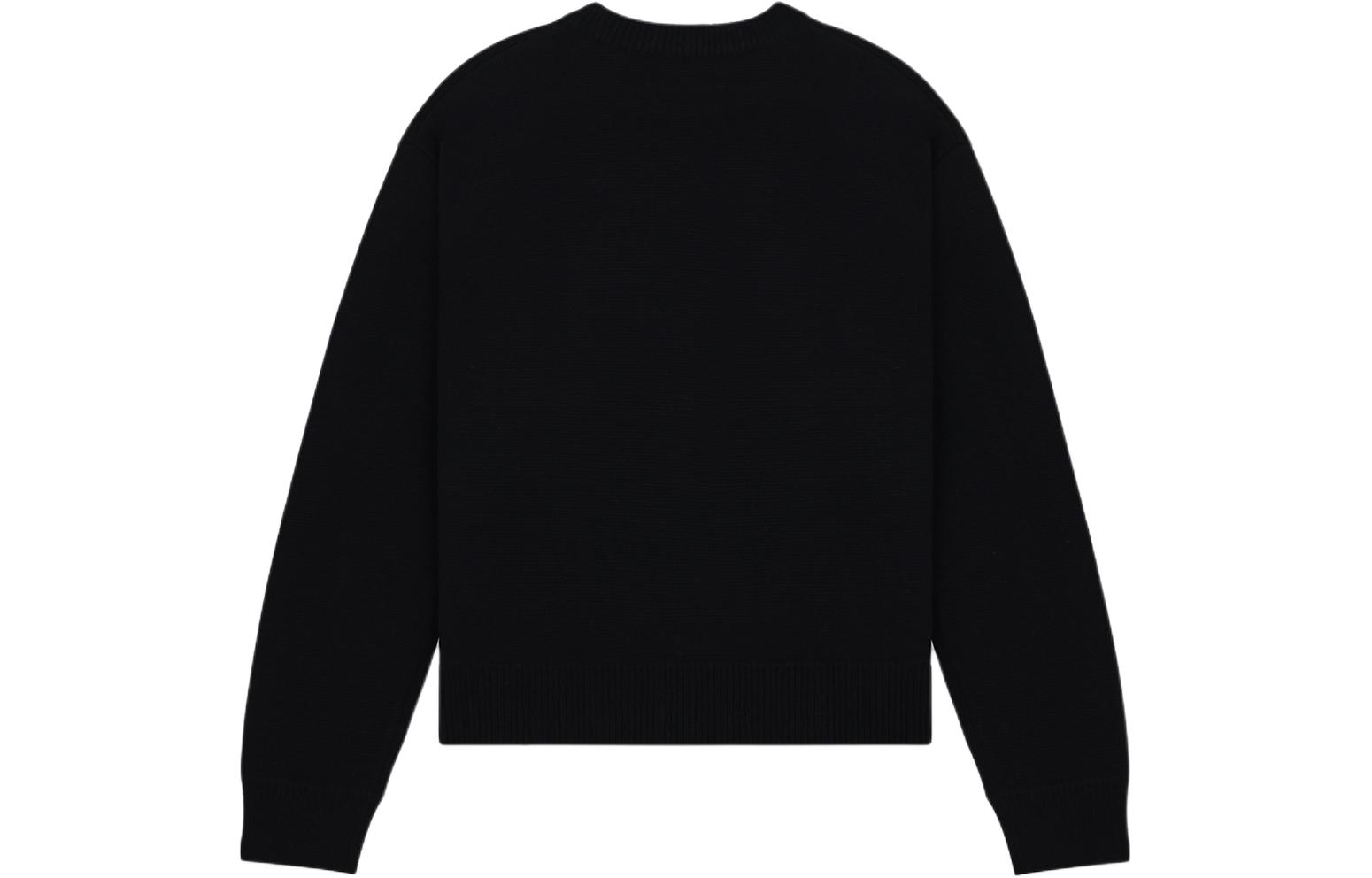 WE11DONE SS24 Unisex Black Embroidered Logo Ribbed Crewneck Sweater. WD-KT0-24-610-U-BK 圖 3