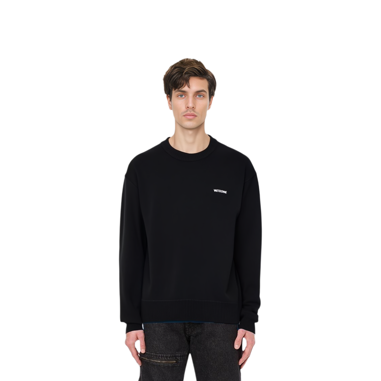 WE11DONE SS24 Unisex Black Embroidered Logo Ribbed Crewneck Sweater. WD-KT0-24-610-U-BK 圖 4