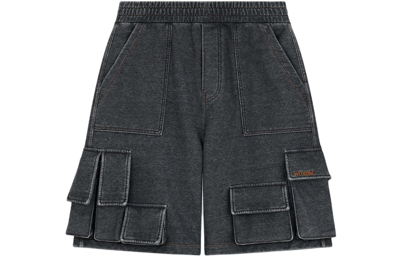 Order WE11DONE SS24 男女款黑色洗舊牛仔彈性腰圍工裝短褲 WD-TA0-24-784-U-BK
