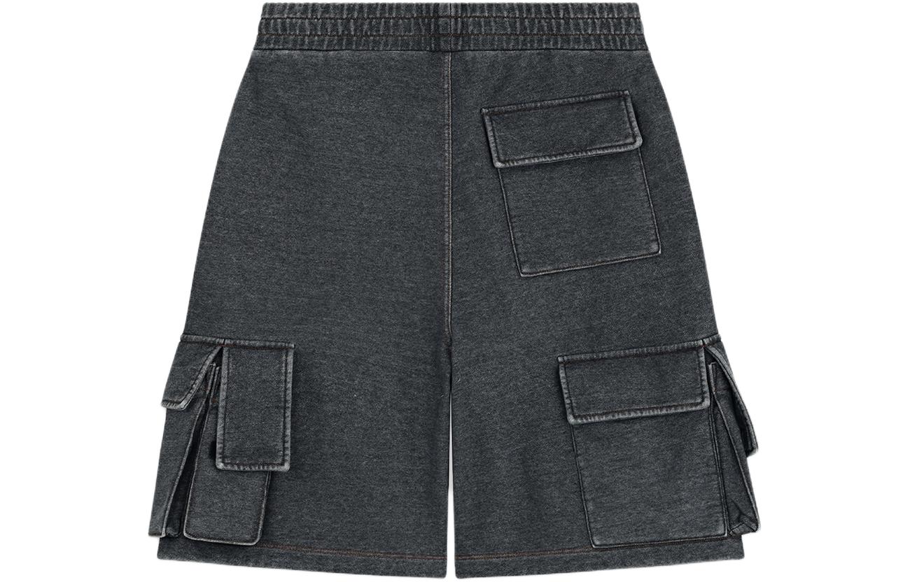 Lookbook WE11DONE SS24 男女款黑色洗舊牛仔彈性腰圍工裝短褲 WD-TA0-24-784-U-BK