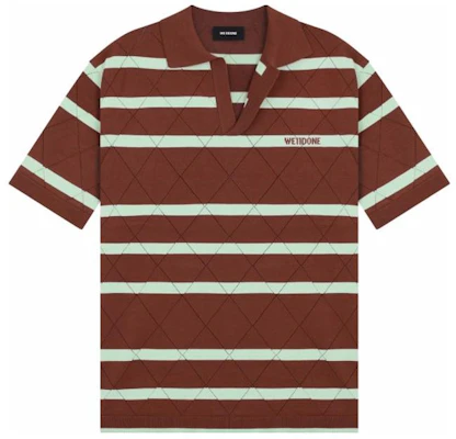WE11DONE SS24 男女同款棕色条纹舒适短袖POLO衫. WD-KT1-24-643-U-BR Buy WE11DONE SS24 男女同款棕色条纹舒适短袖POLO衫. WD-KT1-24-643-U-BR