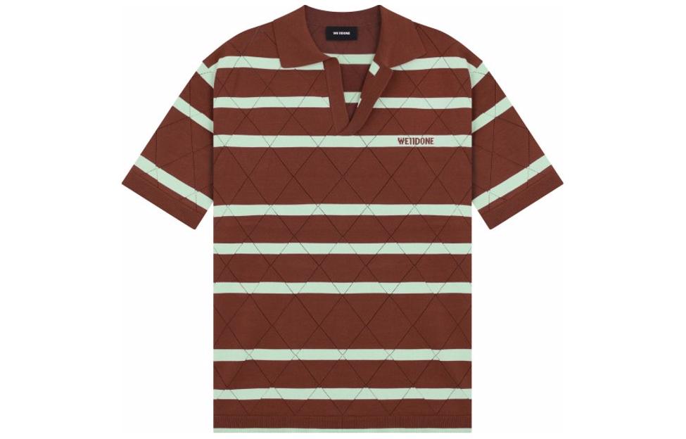 WE11DONE SS24 Unisex Brown Striped Comfortable Short-Sleeve Polo Shirt. WD-KT1-24-643-U-BR 圖 2