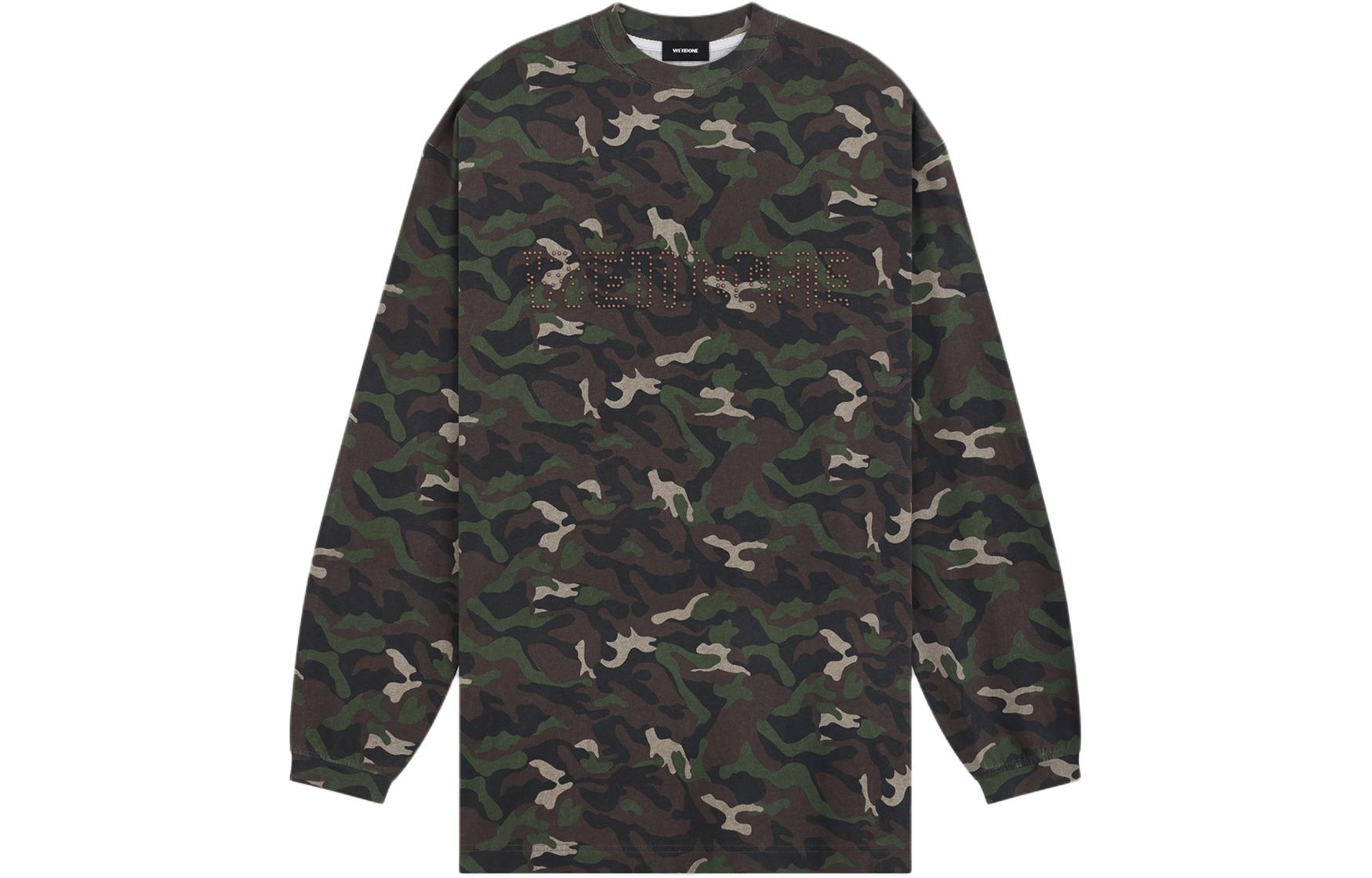 WE11DONE SS24 Unisex Camo Studded Logo Long Sleeve T-Shirt Khaki. WD-TT0-24-792-U-KK 圖 2