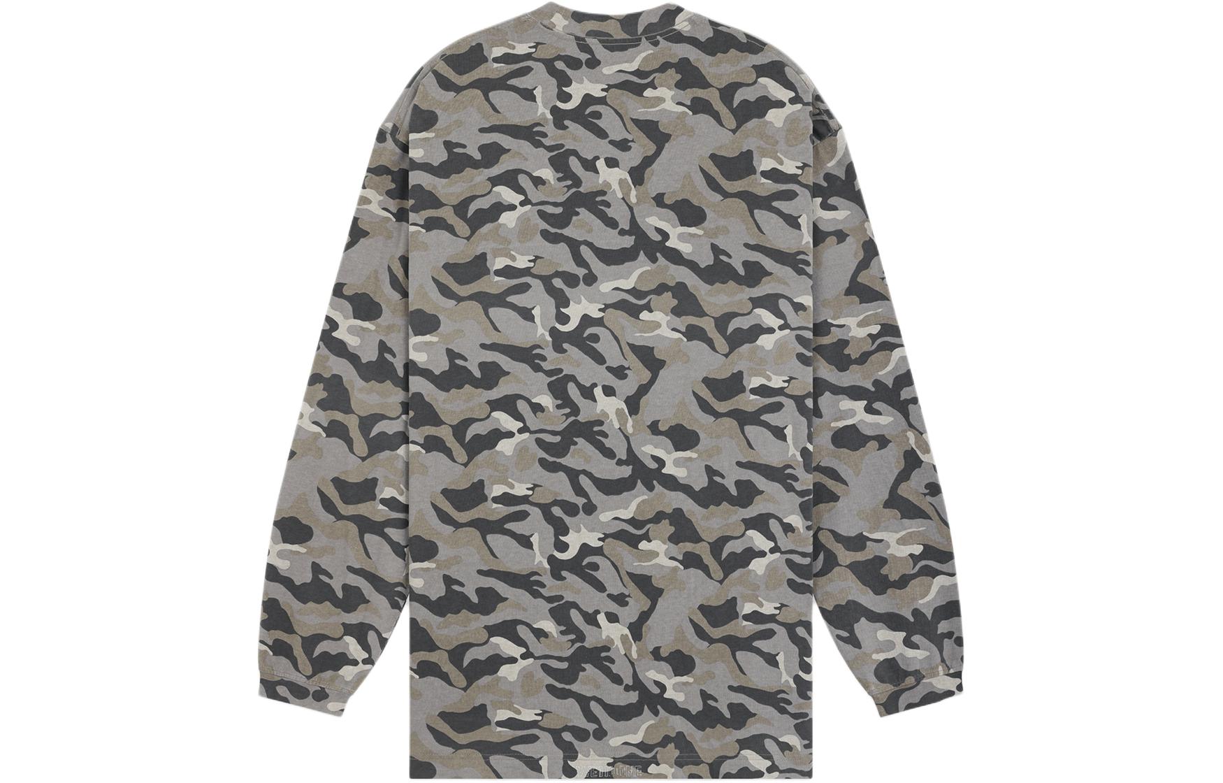 WE11DONE SS24 Unisex Camo Studded Logo Long Sleeve T-Shirt Grey WD-TT0-24-792-U-GY 圖 3