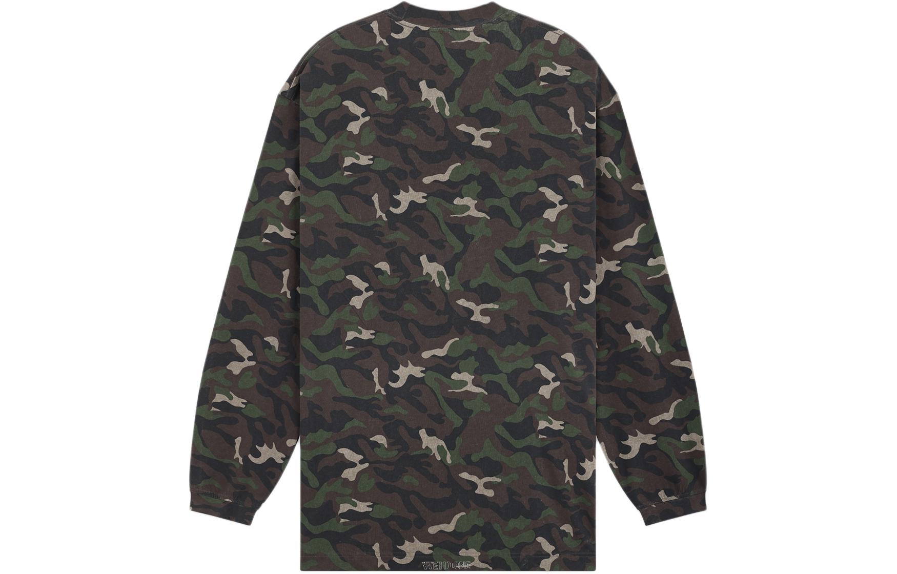 WE11DONE SS24 Unisex Camo Studded Logo Long Sleeve T-Shirt Khaki. WD-TT0-24-792-U-KK 圖 3