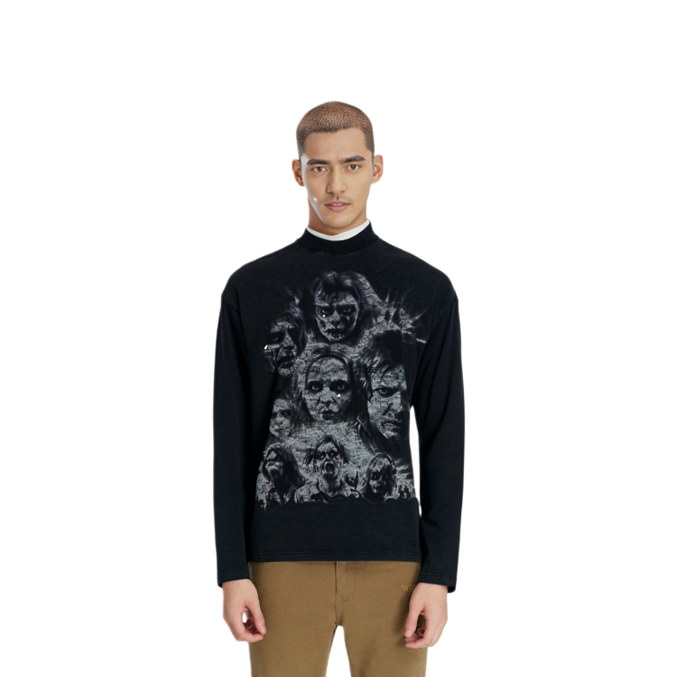 WE11DONE SS24 Unisex Casual Printed Long Sleeve Tee Charcoal Grey WD-TT1-24-868-U-CH 圖 3