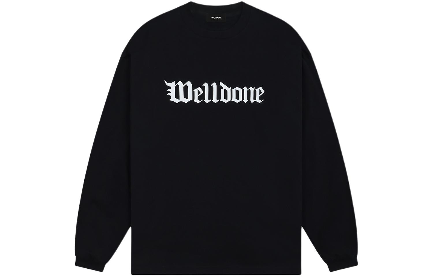 Order WE11DONE SS24 男女同款哥德字母羅紋長袖T恤 黑色. WD-TT0-24-800-U-BK