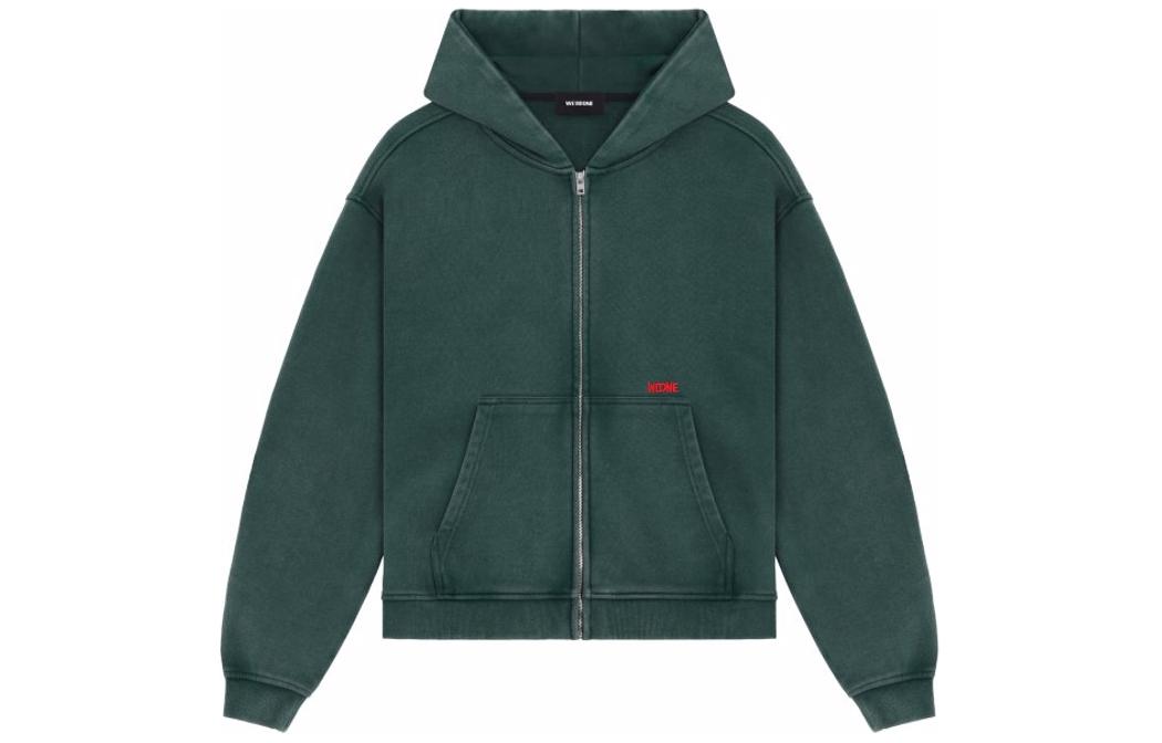 WE11DONE SS24 Unisex Green Zip-Up Hoodie Jacket WD-TJ1-24-847-U-GR