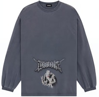WE11DONE SS24 Unisex Monster Letter Graphic Long Sleeve T-Shirt Grey WD-TT0-24-718-U-NV WE11DONE SS24 Unisex Monster Letter Graphic Long Sleeve T-Shirt Grey WD-TT0-24-718-U-NV