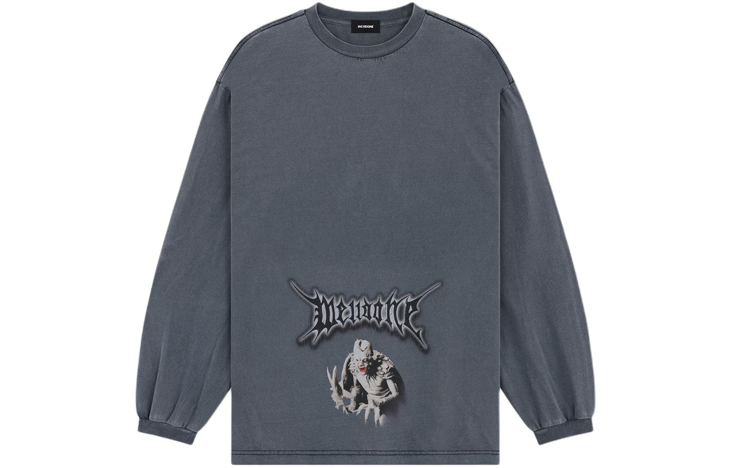 Order WE11DONE SS24 中性款怪獸字母圖案長袖T恤 灰色 WD-TT0-24-718-U-NV