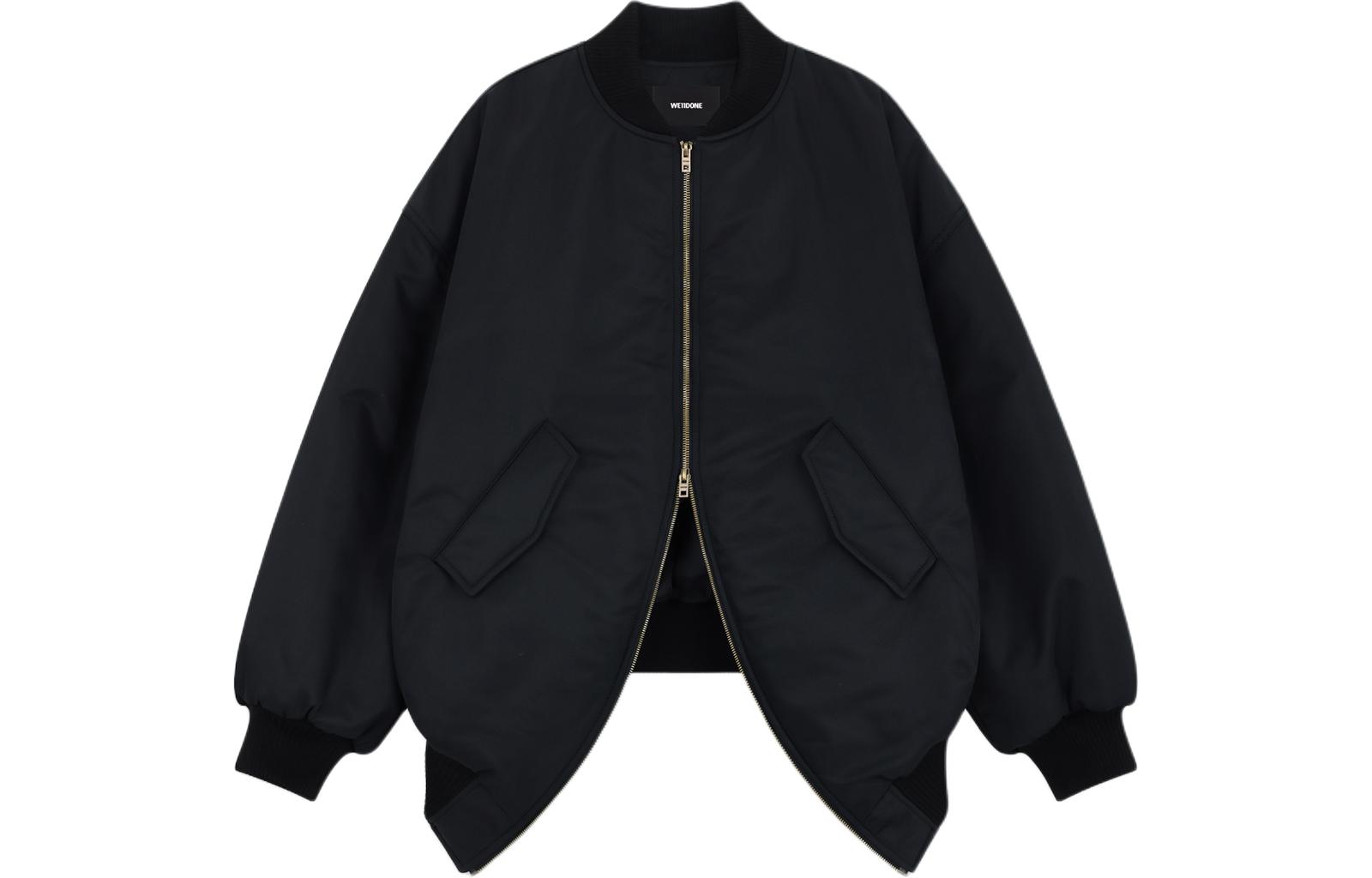 WE11DONE SS24 Unisex Oversized Double-Zip Jacket Black Long Sleeve. WD-JP0-24-117-U-BK
