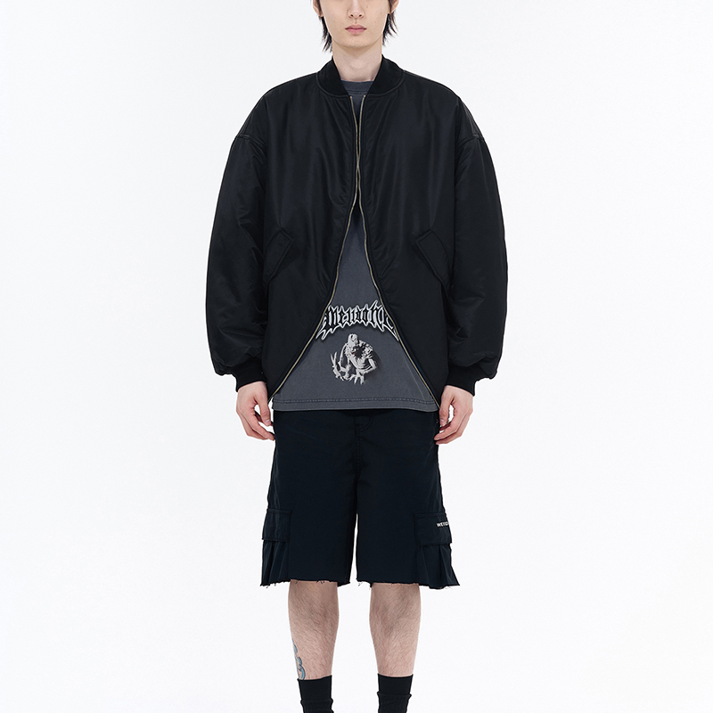 WE11DONE SS24 Unisex Oversized Double-Zip Jacket Black Long Sleeve. WD-JP0-24-117-U-BK 圖 4