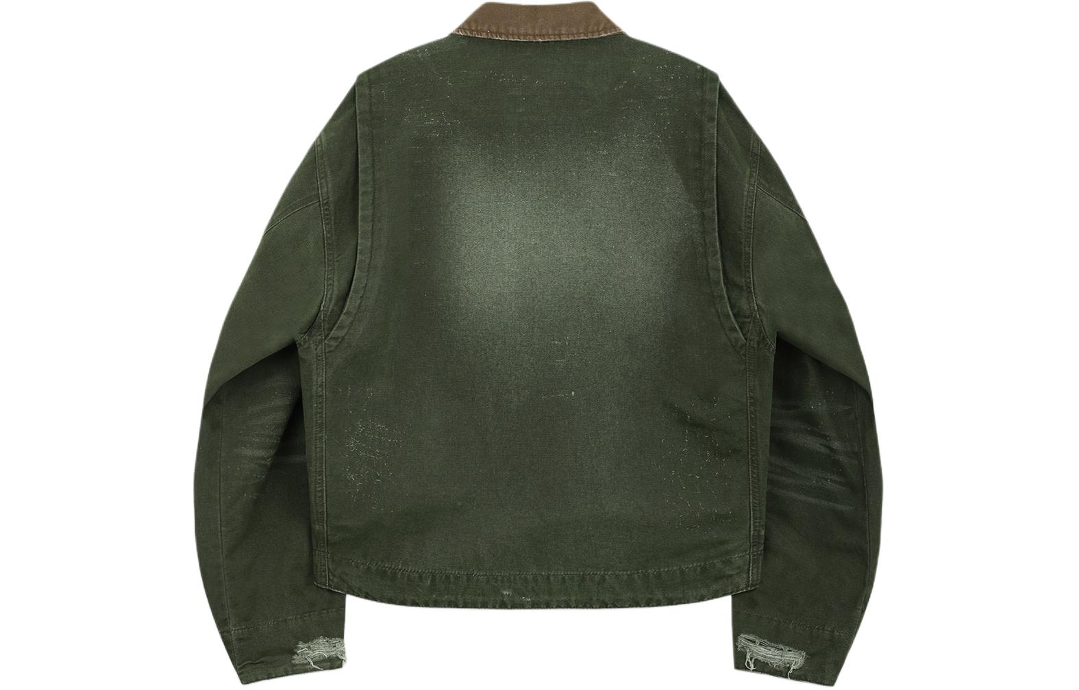 WE11DONE SS24 Vintage Oxford Logo Zip-Up Jacket Khaki Unisex Retro Style. WD-DJ0-24-381-U-KK 圖 3