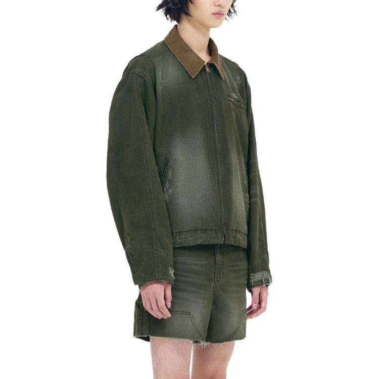 WE11DONE SS24 Vintage Oxford Logo Zip-Up Jacket Khaki Unisex Retro Style. WD-DJ0-24-381-U-KK 圖 5