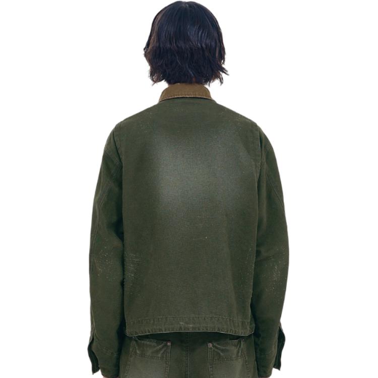 WE11DONE SS24 Vintage Oxford Logo Zip-Up Jacket Khaki Unisex Retro Style. WD-DJ0-24-381-U-KK 圖 6