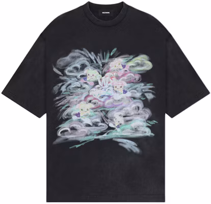 WE11DONE SS24 复古洗黑色兔子印花宽松T恤-Unisex WD-TT0-24-729-U-BK Buy WE11DONE SS24 复古洗黑色兔子印花宽松T恤-Unisex WD-TT0-24-729-U-BK