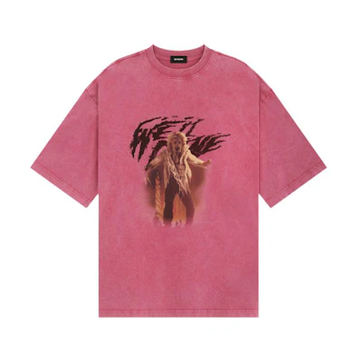 WE11DONE SS24 Washed Faded Graphic Unisex Pink T-Shirt. WD-TT0-24-723-U-PK