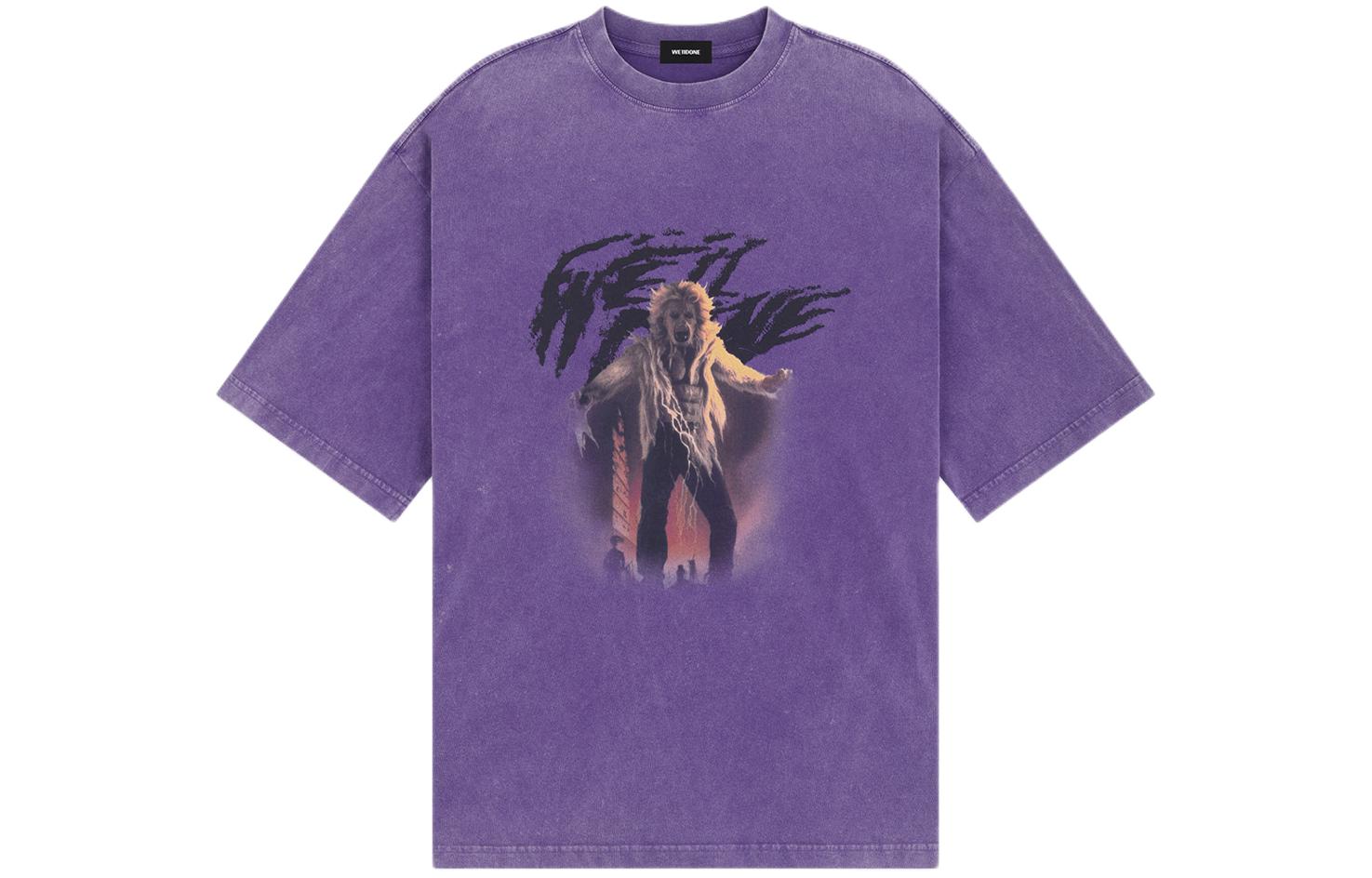 WE11DONE SS24 Washed Faded Graphic Unisex Purple T-Shirt WD-TT0-24-723-U-PP