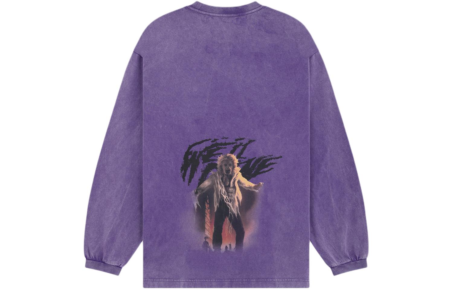 Lookbook WE11DONE SS24 仿舊褪色標誌長袖紫色中性T恤 WD-TT0-24-722-U-PP