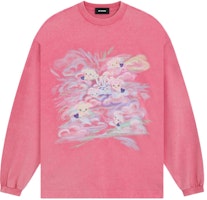 WE11DONE SS24 Washed Graphic Print Ribbed Crewneck Long Sleeve Tee Pink Unisex WD-TT0-24-727-U-PK WE11DONE SS24 Washed Graphic Print Ribbed Crewneck Long Sleeve Tee Pink Unisex WD-TT0-24-727-U-PK