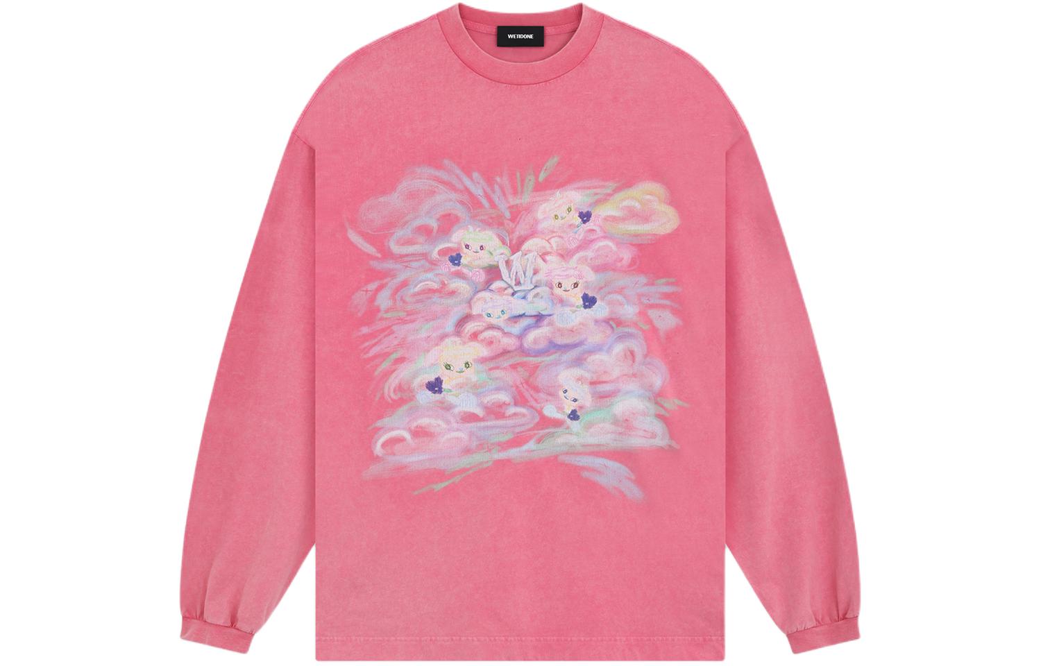 Order WE11DONE SS24 水洗印花羅紋長袖圓領上衣 粉色 男女款 WD-TT0-24-727-U-PK