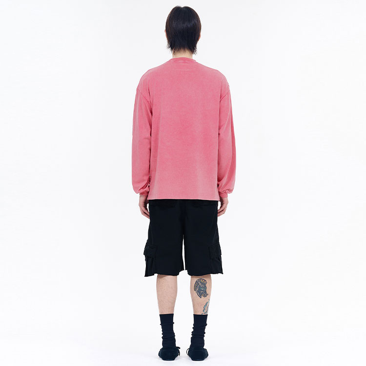 Purchase WE11DONE SS24 水洗印花羅紋長袖圓領上衣 粉色 男女款 WD-TT0-24-727-U-PK