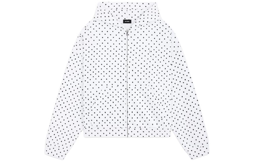 WE11DONE SS24 White All-Over Print Zip-Up Hoodie Unisex WD-TJ0-24-804-U-WH