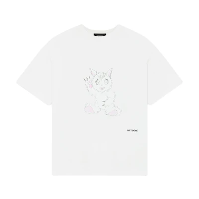WE11DONE SS24 White Unisex Animal Print Crewneck T-Shirt. WD-TT1-24-765-U-WH