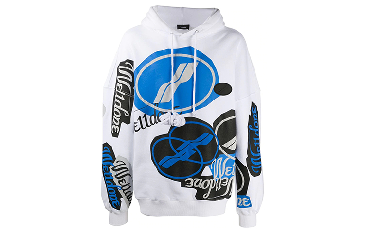 WE11DONE SS25 Punk Graphic Hoodie Unisex White WD-TH8-20-112-U-WH