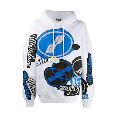 WE11DONE SS25 Punk Graphic Hoodie Unisex White WD-TH8-20-112-U-WH