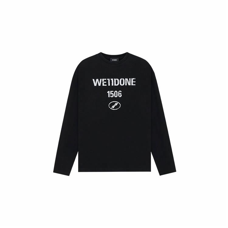 Order WE11DONE SS25 復古 logo 印花 長袖 T恤 黑色 男女款 WD-TT1-25-768-U-BK