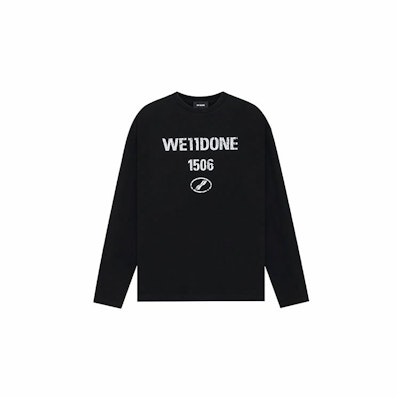 WE11DONE SS25 復古 logo 印花 長袖 T恤 黑色 男女款 WD-TT1-25-768-U-BK Order WE11DONE SS25 復古 logo 印花 長袖 T恤 黑色 男女款 WD-TT1-25-768-U-BK