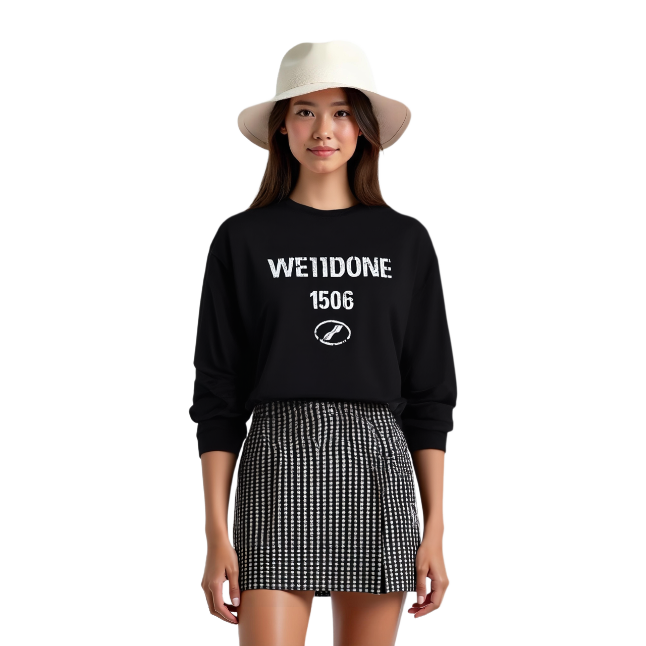 Details for WE11DONE SS25 復古 logo 印花 長袖 T恤 黑色 男女款 WD-TT1-25-768-U-BK