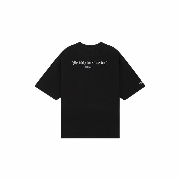 WE11DONE SS25 Teddy Bear Punk Style Unisex Black T-Shirt. WD-TT1-25-796-U-BK 圖 3