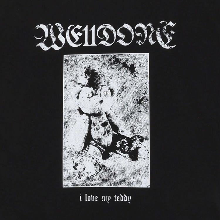 WE11DONE SS25 Teddy Bear Punk Style Unisex Black T-Shirt. WD-TT1-25-796-U-BK 圖 4