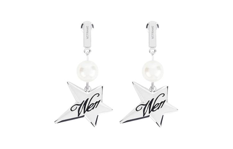 Order WE11DONE Star-Shaped Brass Earrings with Swarovski Pearl Unisex Silver WD-AJ3-22-510-U-SV