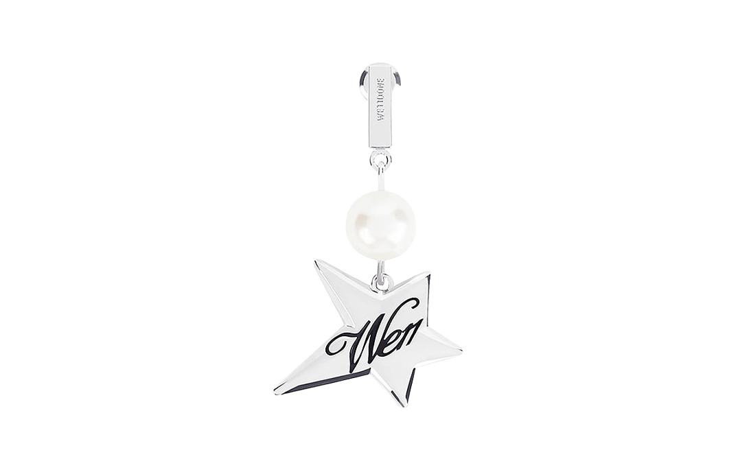 Shop WE11DONE Star-Shaped Brass Earrings with Swarovski Pearl Unisex Silver WD-AJ3-22-510-U-SV