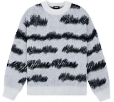 WE11DONE Striped Crewneck Pullover Sweater Unisex White WD-KT3-22-638-U-WH WE11DONE Striped Crewneck Pullover Sweater Unisex White WD-KT3-22-638-U-WH