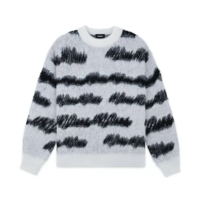WE11DONE Striped Crewneck Pullover Sweater Unisex White WD-KT3-22-638-U-WH
