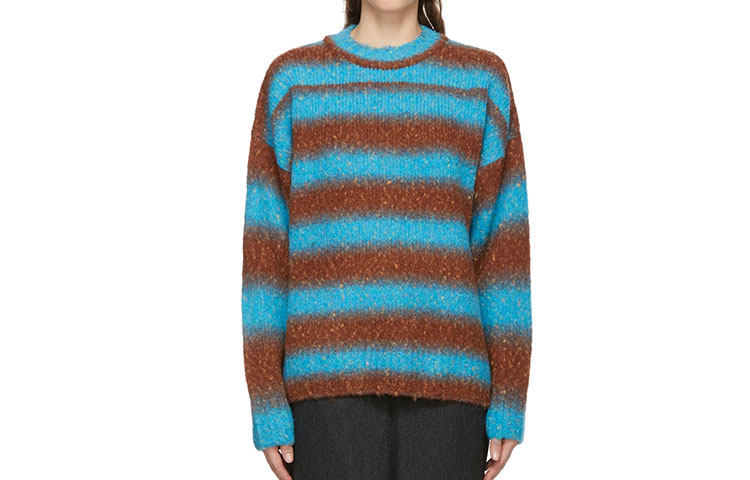 WE11DONE Striped Knit Crewneck Sweater Unisex - Blue WD-KT9-20-008-U-BL 圖 2