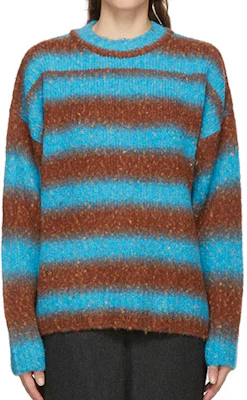 WE11DONE Striped Knit Crewneck Sweater Unisex - Blue WD-KT9-20-008-U-BL Order WE11DONE Striped Knit Crewneck Sweater Unisex - Blue WD-KT9-20-008-U-BL