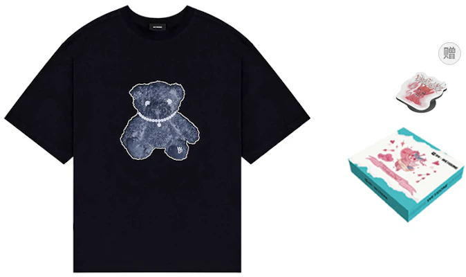 WE11DONE 泰迪熊珍珠項鍊卡通圖案反光黑色T恤 男女通用 WD-TT9-20-117-U-BK Buy WE11DONE 泰迪熊珍珠項鍊卡通圖案反光黑色T恤 男女通用 WD-TT9-20-117-U-BK