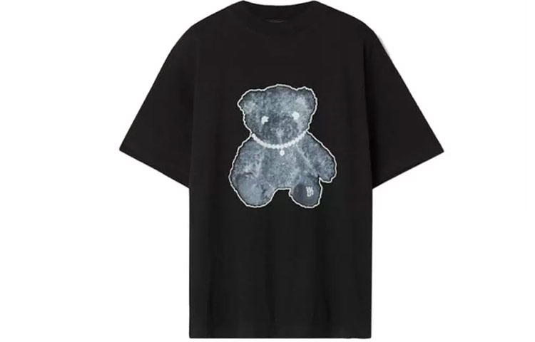 Order WE11DONE 泰迪熊珍珠項鍊卡通圖案反光黑色T恤 男女通用 WD-TT9-20-117-U-BK