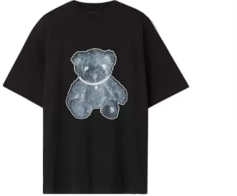 WE11DONE 泰迪熊珍珠項鍊卡通圖案反光黑色T恤 男女通用 WD-TT9-20-117-U-BK Order WE11DONE 泰迪熊珍珠項鍊卡通圖案反光黑色T恤 男女通用 WD-TT9-20-117-U-BK