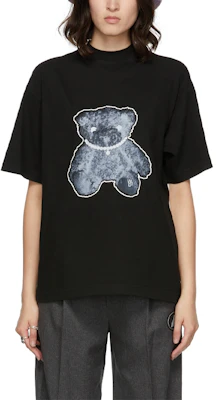 WE11DONE 泰迪熊珍珠項鍊卡通圖案反光黑色T恤 男女通用 WD-TT9-20-117-U-BK Purchase WE11DONE 泰迪熊珍珠項鍊卡通圖案反光黑色T恤 男女通用 WD-TT9-20-117-U-BK