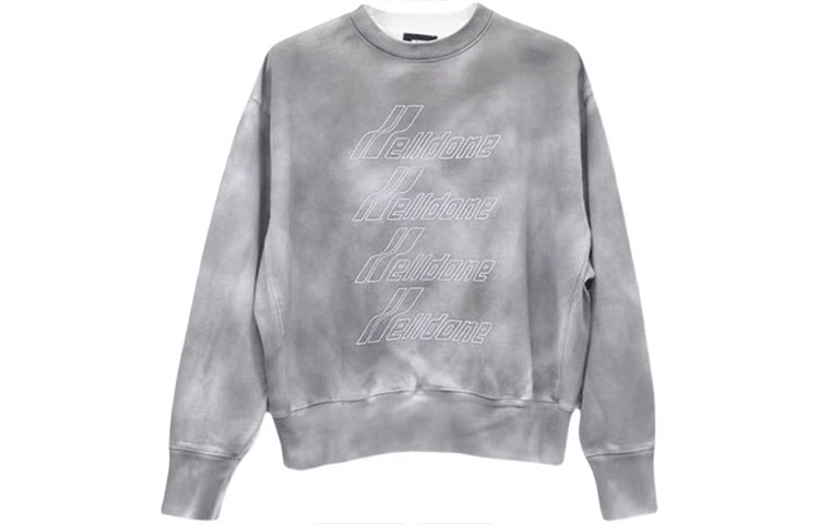 WE11DONE Tie-Dye Letter Print Crewneck Long Sleeve Sweatshirt Unisex Grey WD-TS8-20-098-U-GY