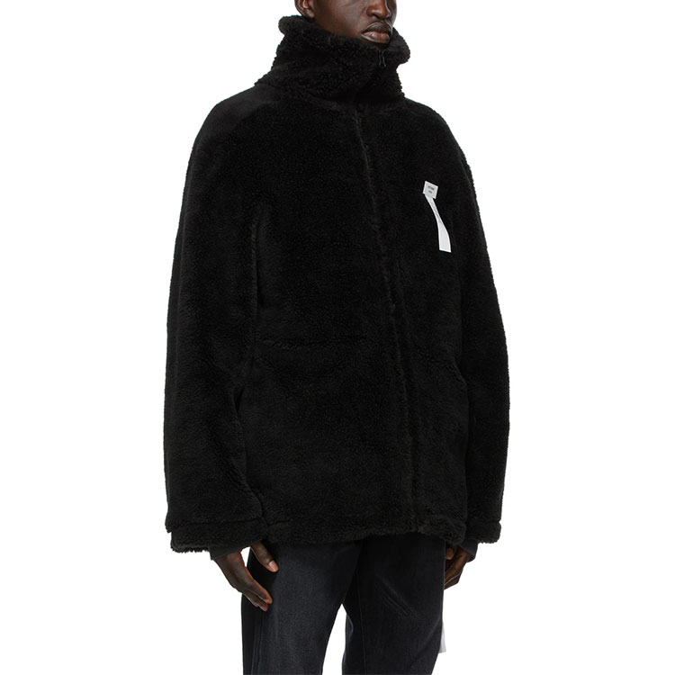 WE11DONE Unisex Black Faux Leather High-Neck Jacket. WD-JP9-20-052-U-BK 圖 4