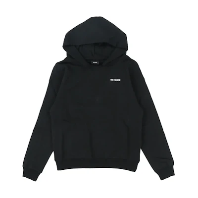 WE11DONE Unisex Black Hoodie with Front Logo Design. WD-TP2-20-717-U-BK
